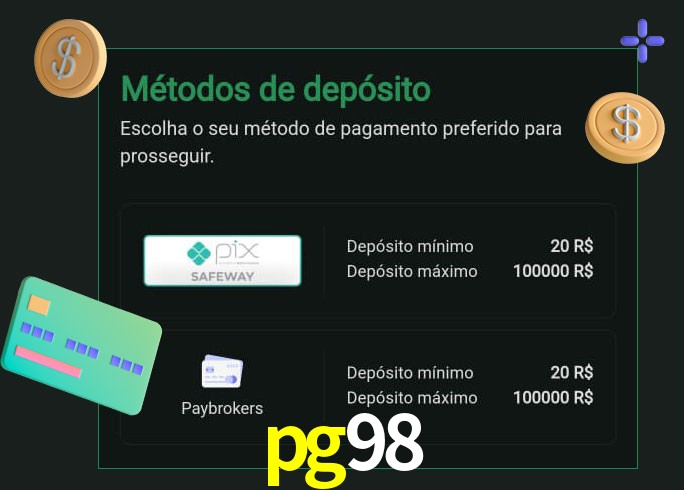O cassino pg98 oferece uma grande variedade de métodos de pagamento